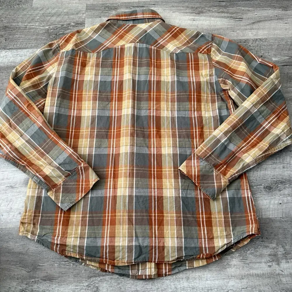 Levi’s Pearl Snap Shirt Mens Large Plaid Long Sleeve Western USA Modern Fit